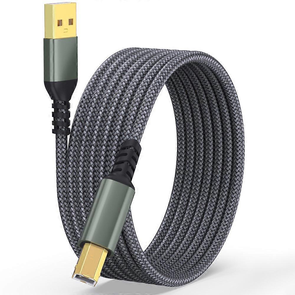 USB Printer Cable 5M Braided USB A to USB B Extension Cord 480Mbps Data Transfer for Device Connection