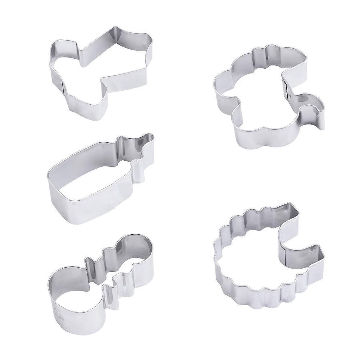 Baking Tools Stainless Steel Cookie Cutters Baking For Kitchen Use Silver 5Pcs