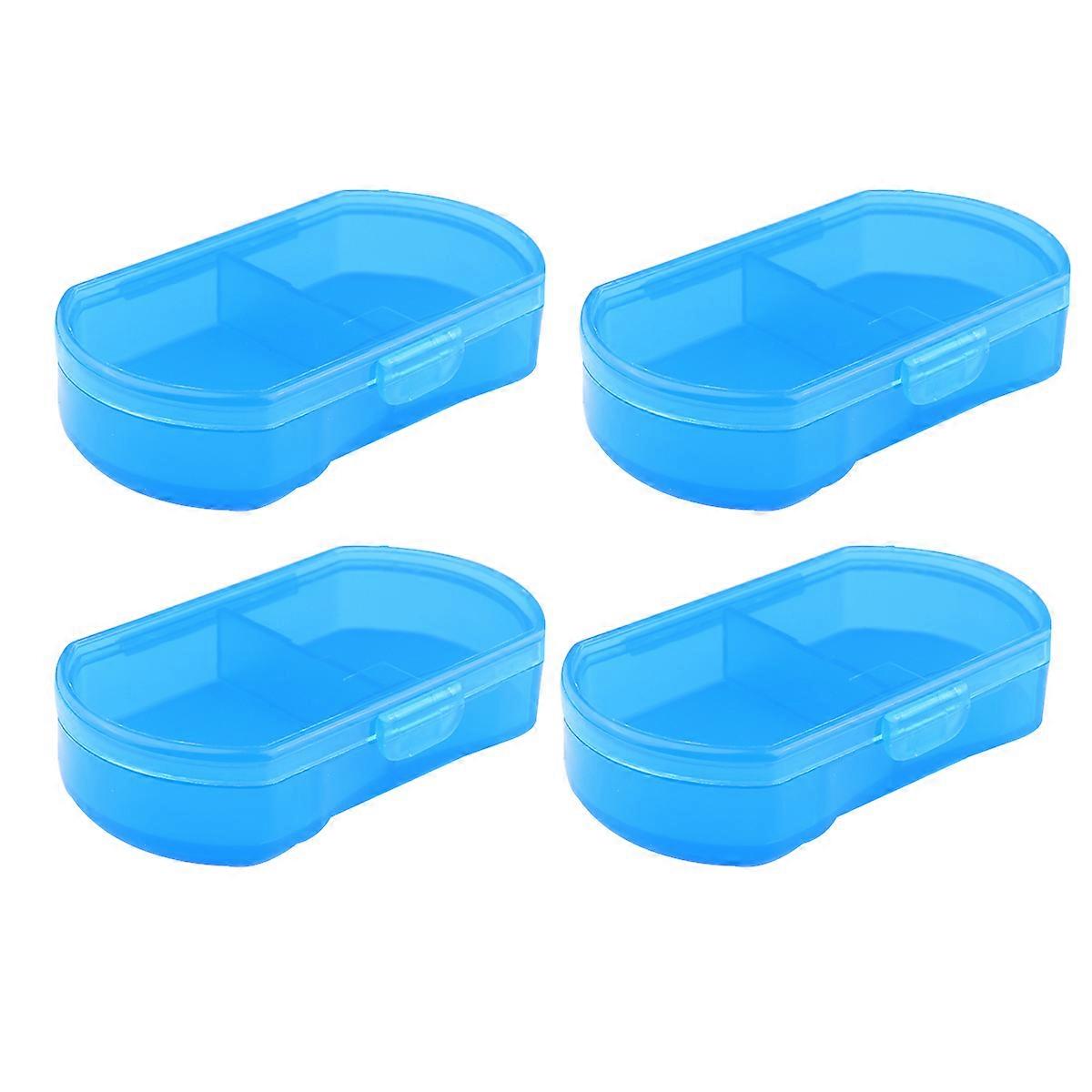 Medicine Organizer 2-Grids Plastic Pill Case for Storage 4Pcs Portable