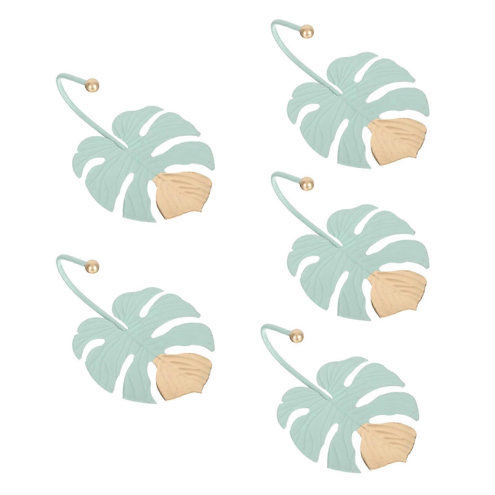 Imm Punch-Free Hooks Monstera Shape Iron Hooks for Wall Hanging 5Pcs