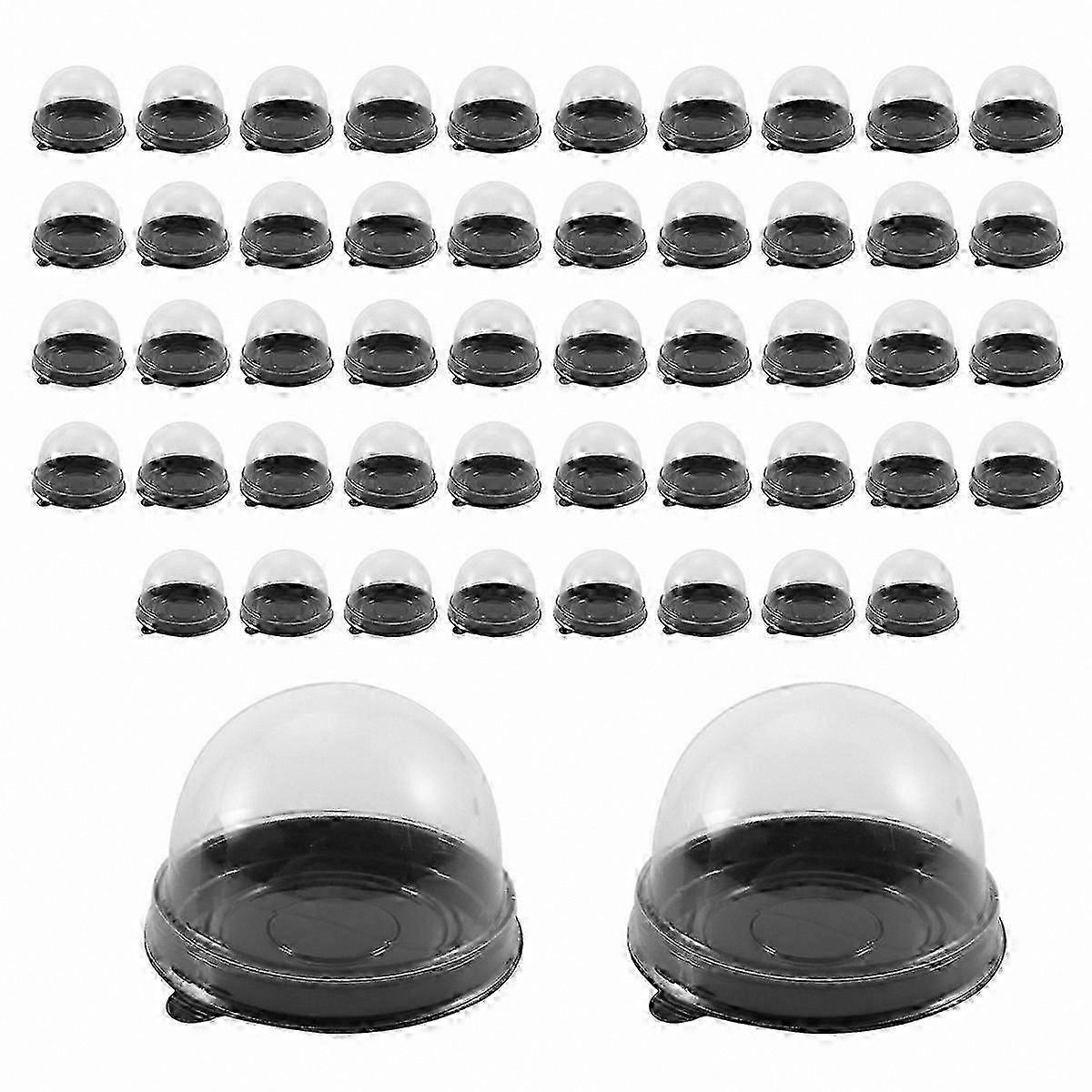 50-Pack Clear Plastic Mini Cupcake Containers with Dome Lids for Desserts