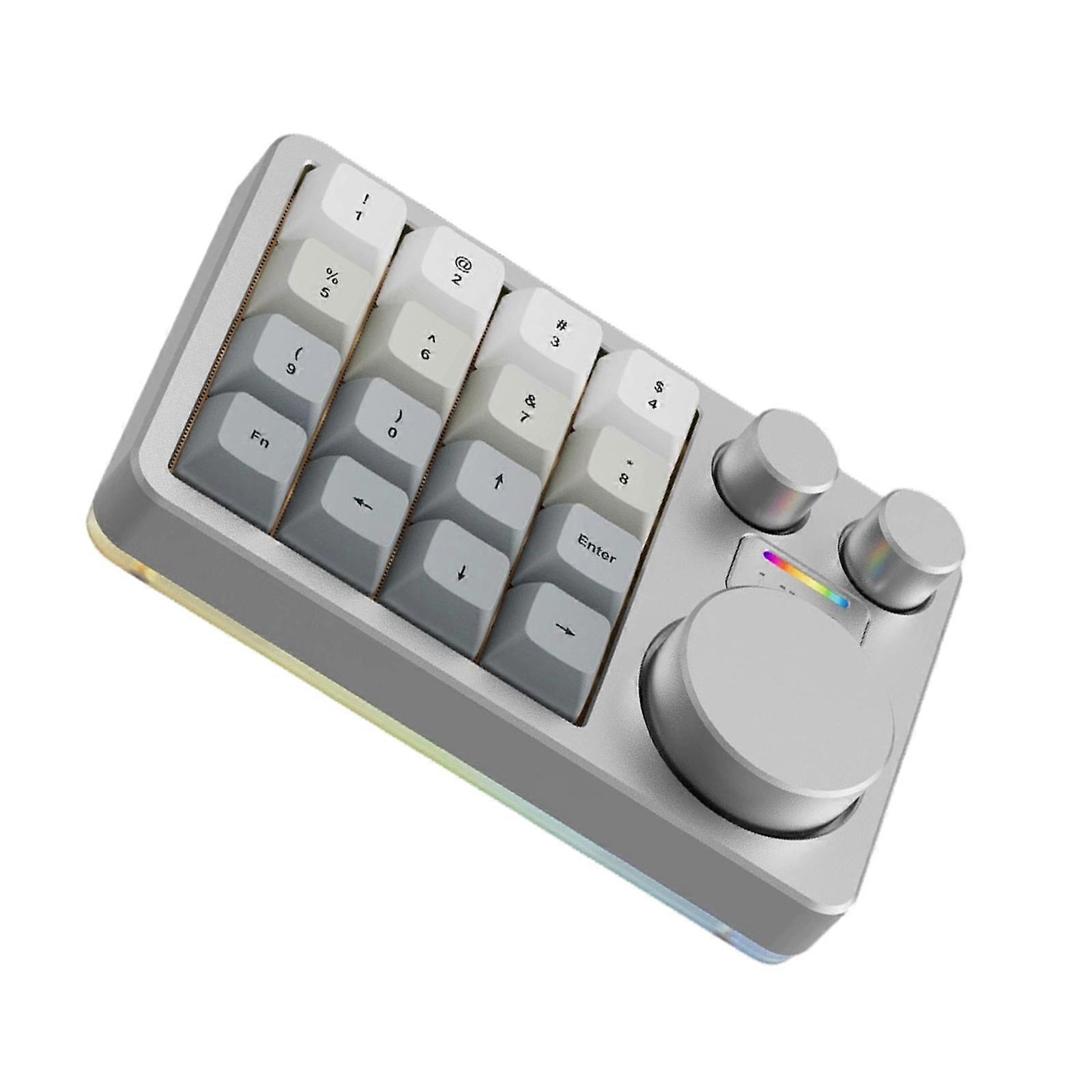 Travel Mini Keyboard Featuring 16 Keys Three Knobs Macro Support Portable Design For Mobile Users  Silver