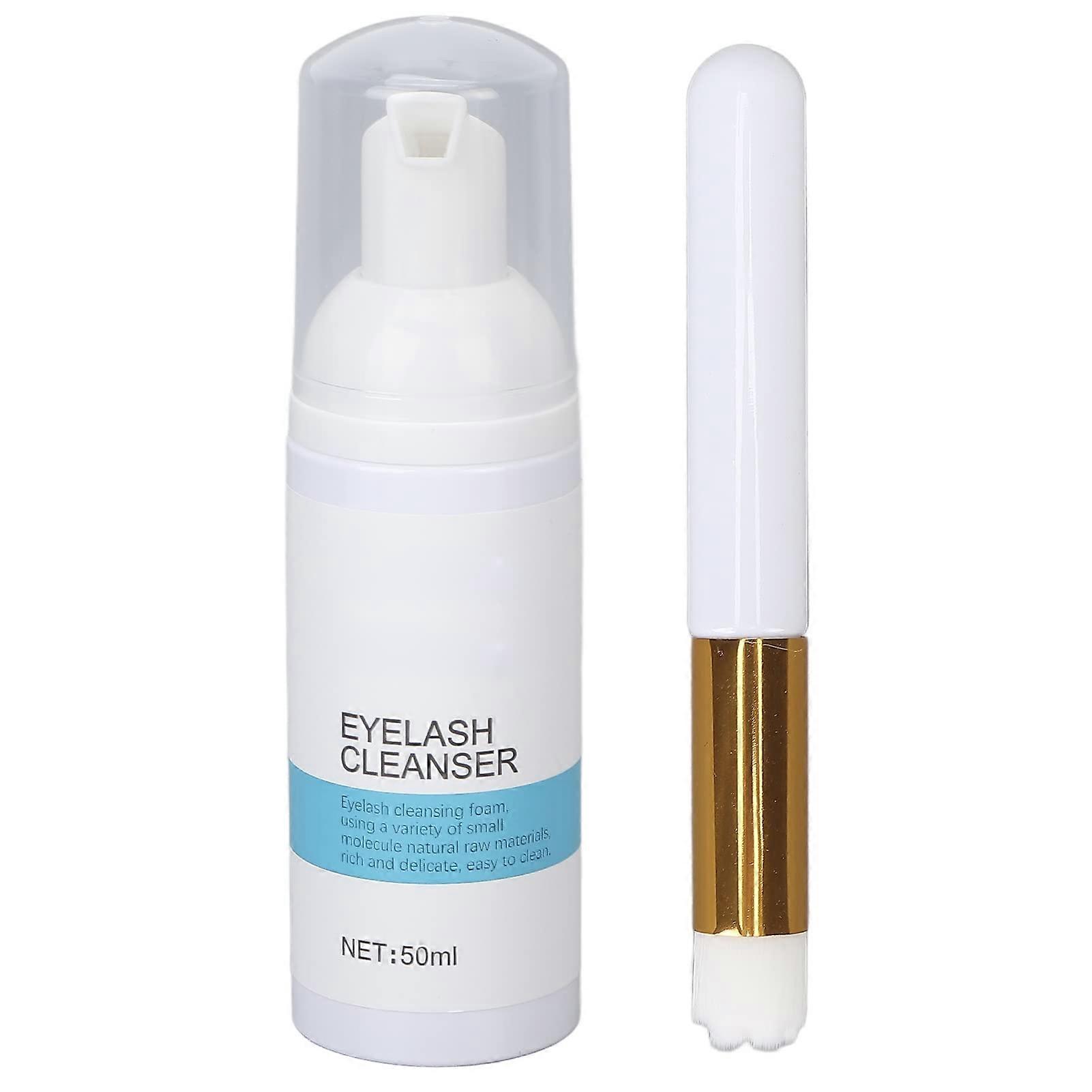 Eyelash Cleanser with Brush, Foaming Lash Shampoo for Extensions, Gentle Makeup Removal