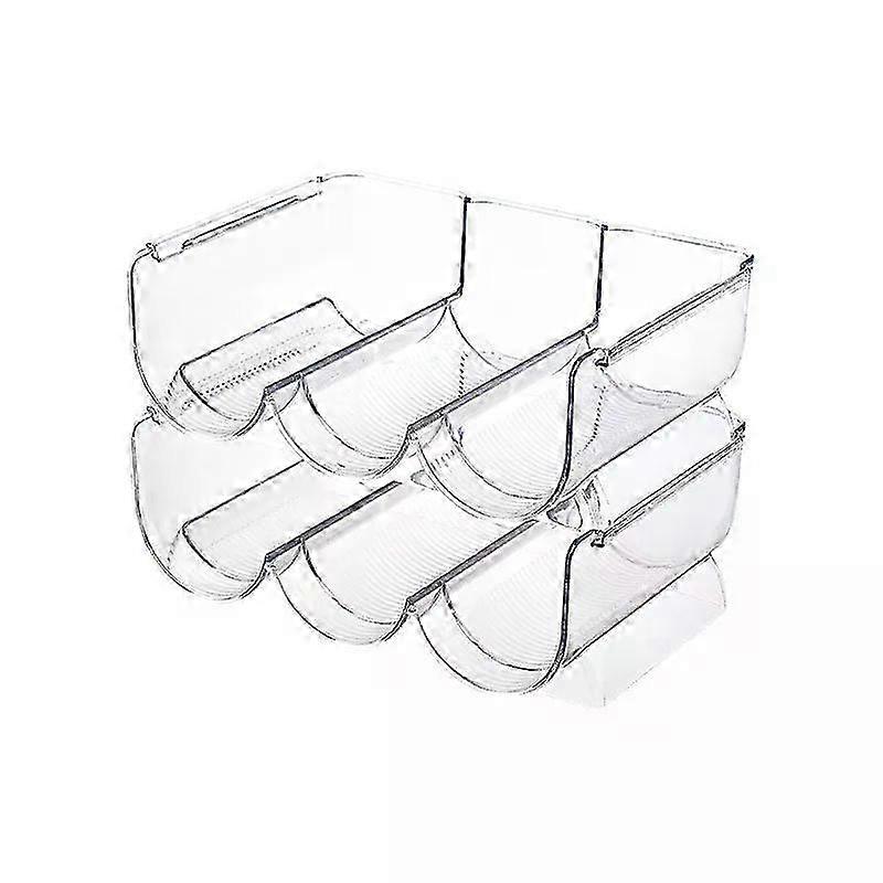 Water Bottle Organizer Triple Tier Stackable Holder for Kitchen or Fridge Clear Plastic Storage Rack