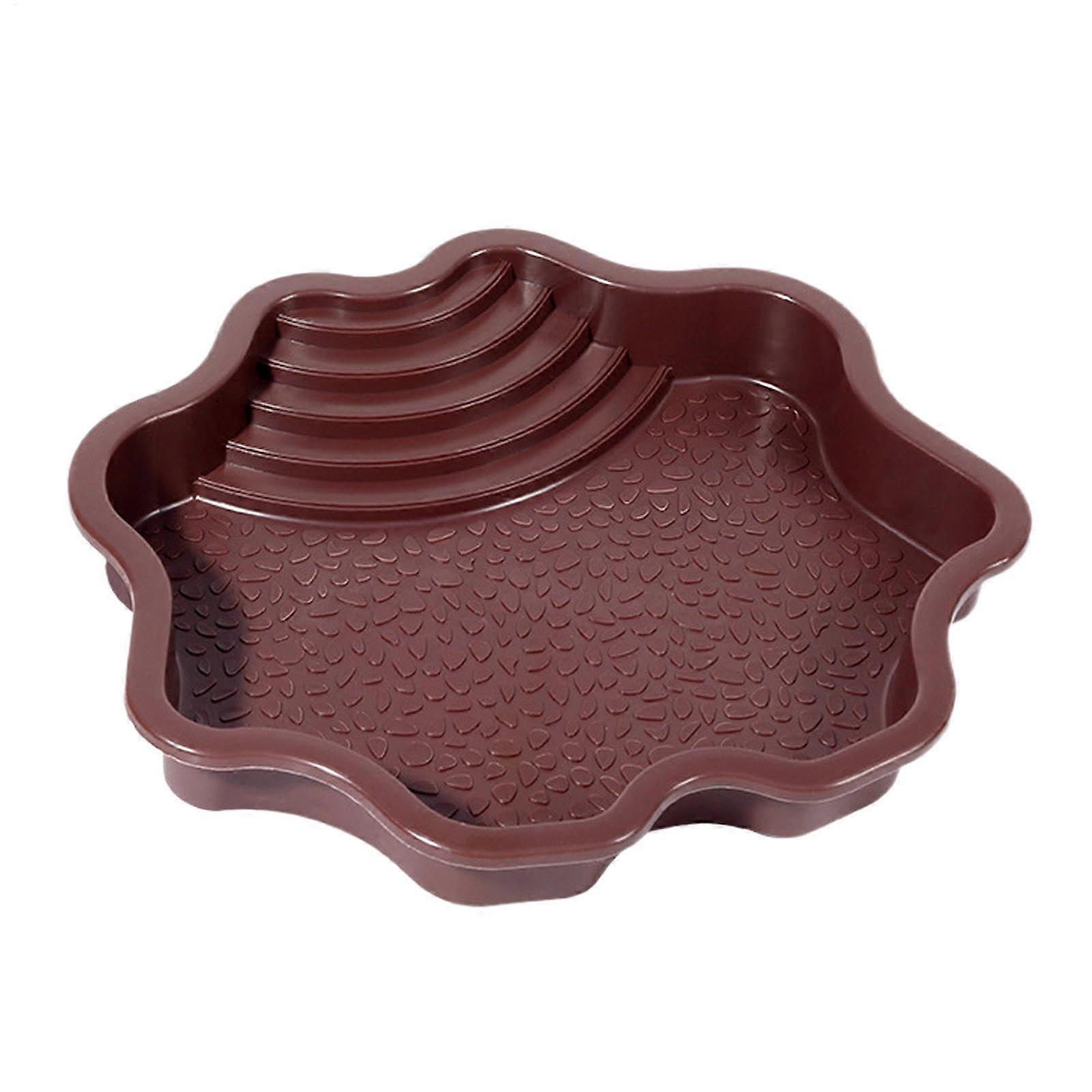 Turtle Bath with Ladder SlipResistant Steps Natural Terrain ABS Reptile Bathing Pool Red Brown
