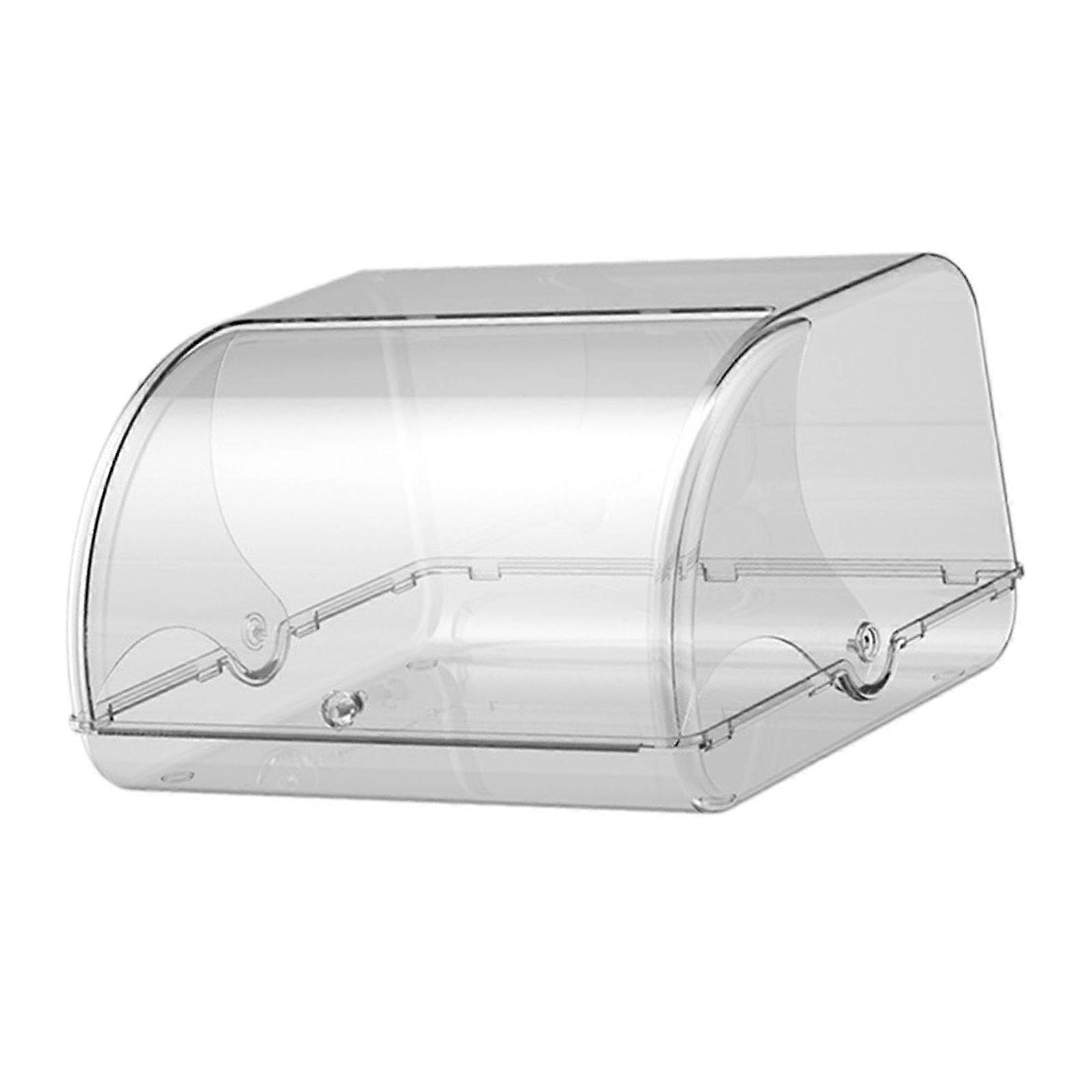 Acrylic Roll  Bread Box with Smooth Lid for Farmhouse Kitchen Countertop Storage, Clear White