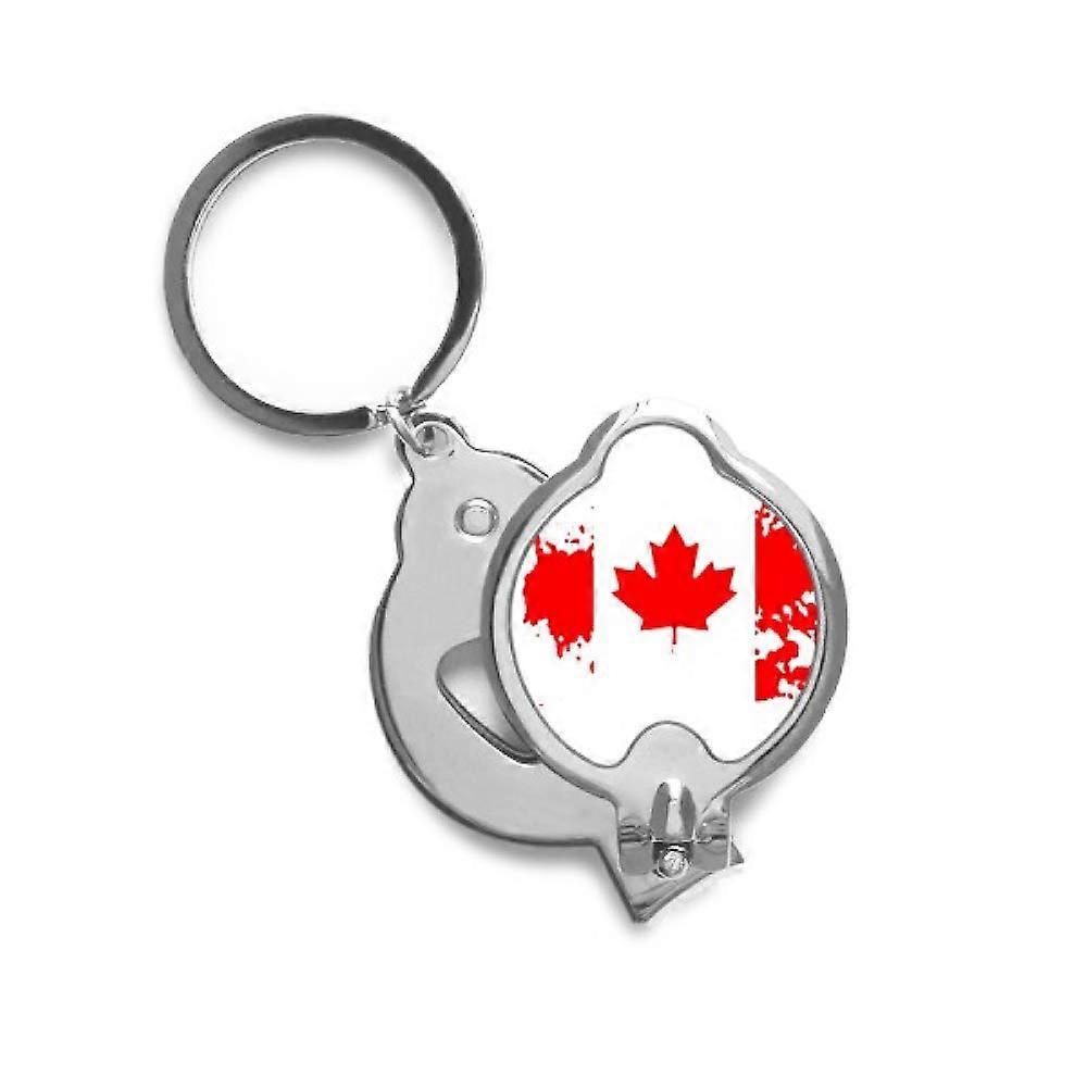 Multifunction Nail Clipper Keychain with Bottle Opener Stainless Steel Canada Maple Leaf Design