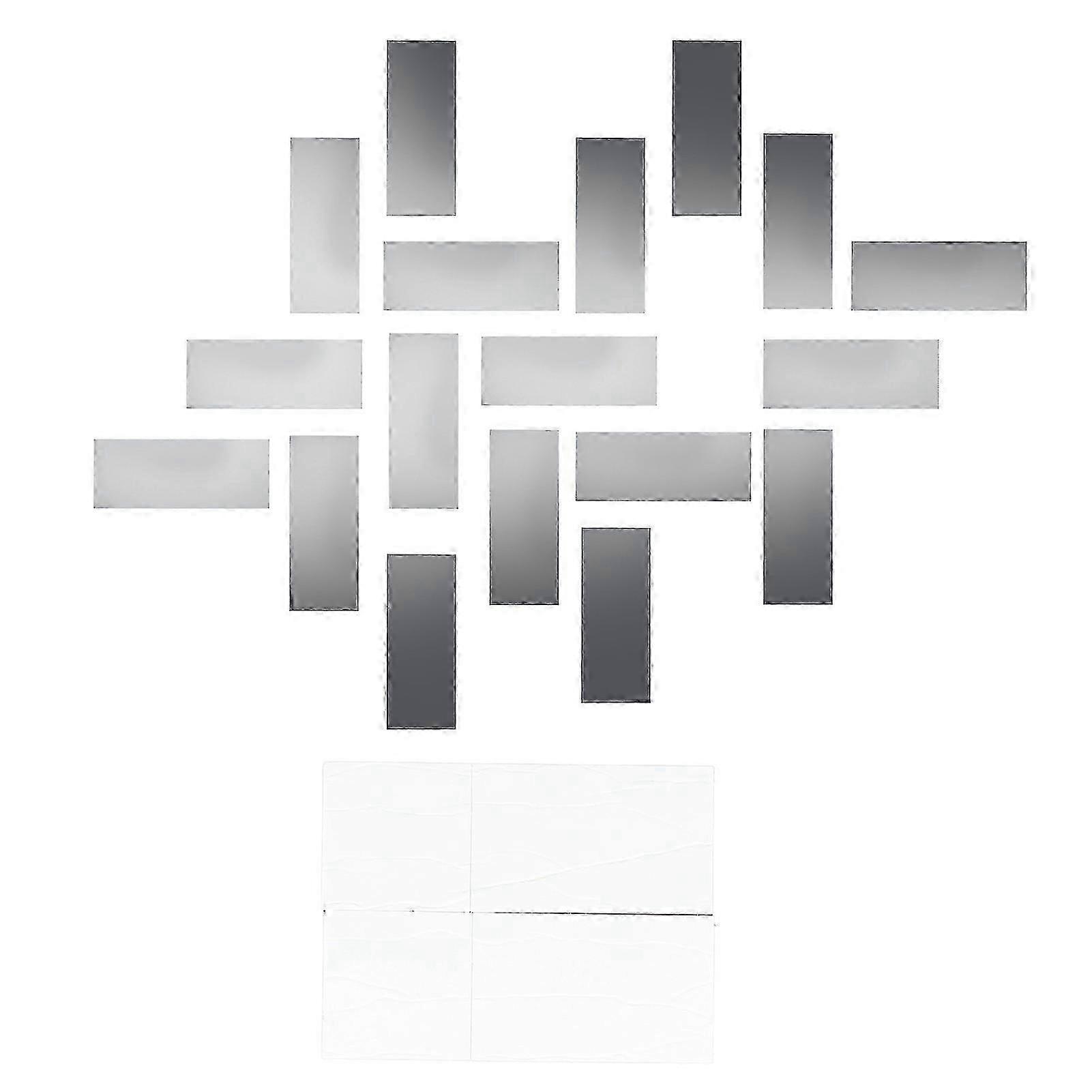 DIY Rectangular Mirror Wall Stickers for Living Room Background Decor