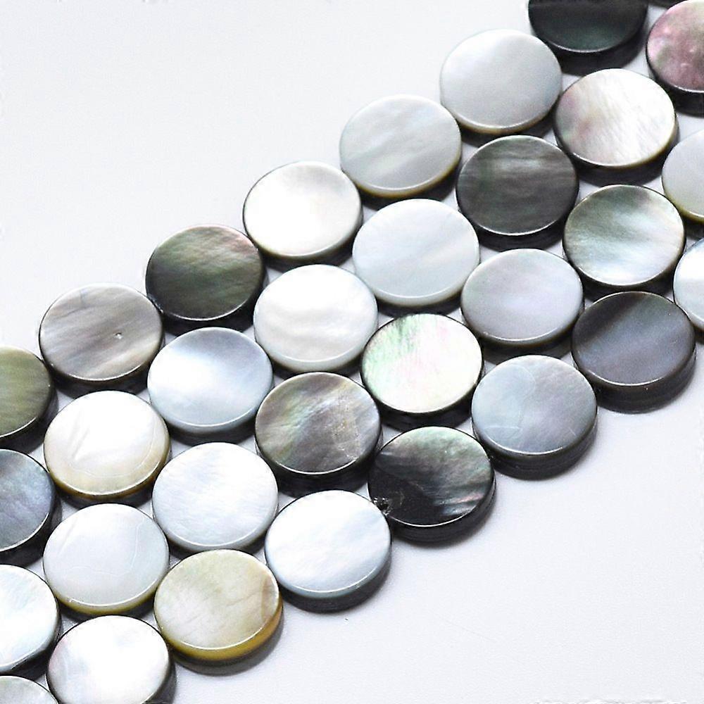 Natural Black Lip Shell Beads Flat Round 10x3.5mm Hole: 0.6mm