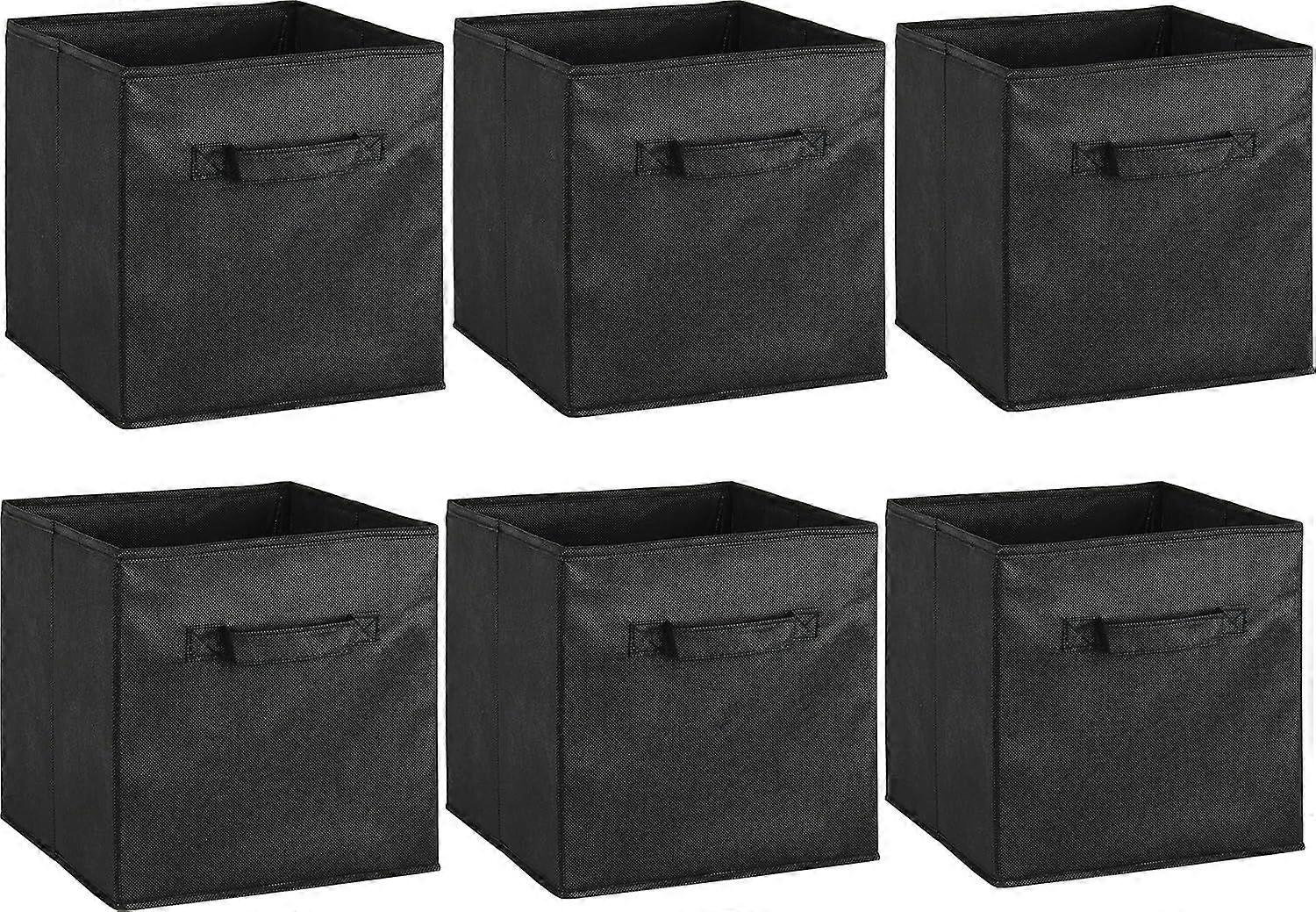 Foldable Cube Storage Bin, Black - 6 Pack