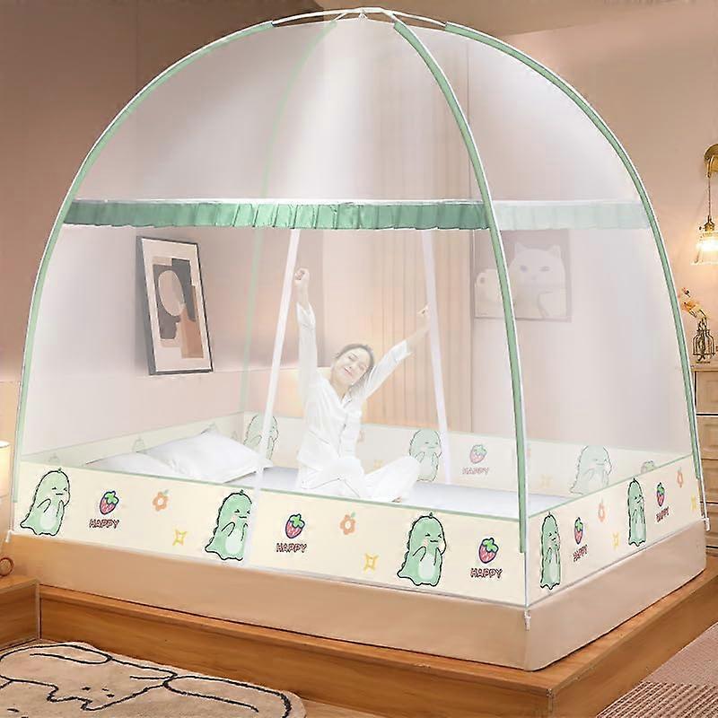 Light Green Dinosaur Mosquito Net for King Bed, Foldable Design, Breathable Fabric, Easy Setup