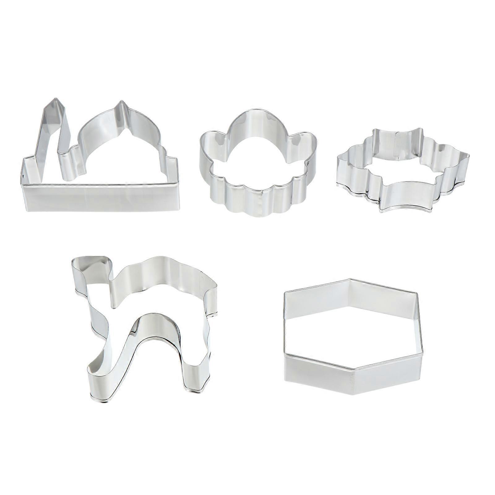 Stainless Steel Biscuit Cutter Biscuit Mold for Baking 5Pcs Eid Theme