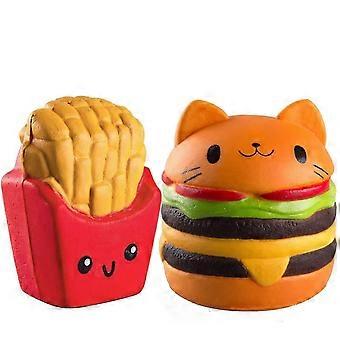 2 x Langzaam Stijgende Squeeze Squishy Speelgoed - Hamburger, Kawaii Zacht Voedsel voor de Lol