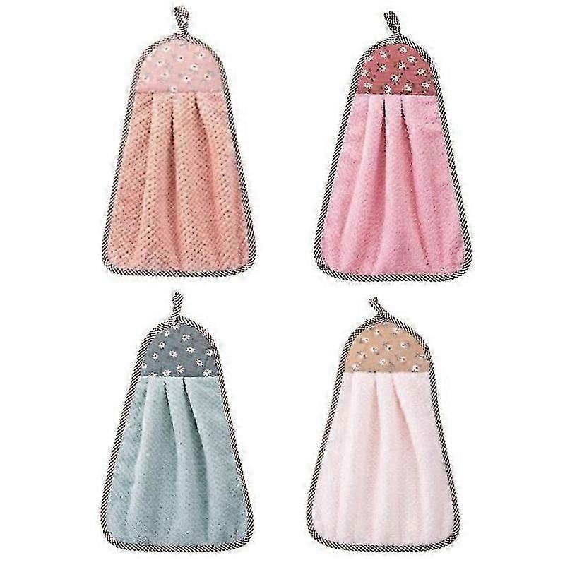 5pcs Hand Towels With Hanging Loop For Bathroom And Kitchen