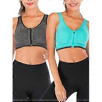 Dame Sports-BH-er med glidelås foran, stretch-tanktopp med bryterrygg, polstret BH med glidelås, løping, trening, fitness, yoga-BH-er