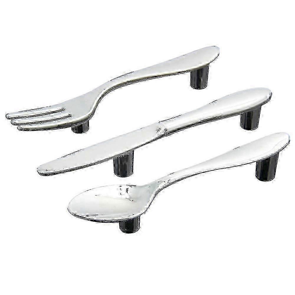 3 Pcs Silver Kitchen Cabinet Drawer Pull Handles Knobs (knife Fork Spoon) Edition 0210