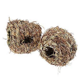 Kleine Grasbälle für Hamster, 2 Stück, braun