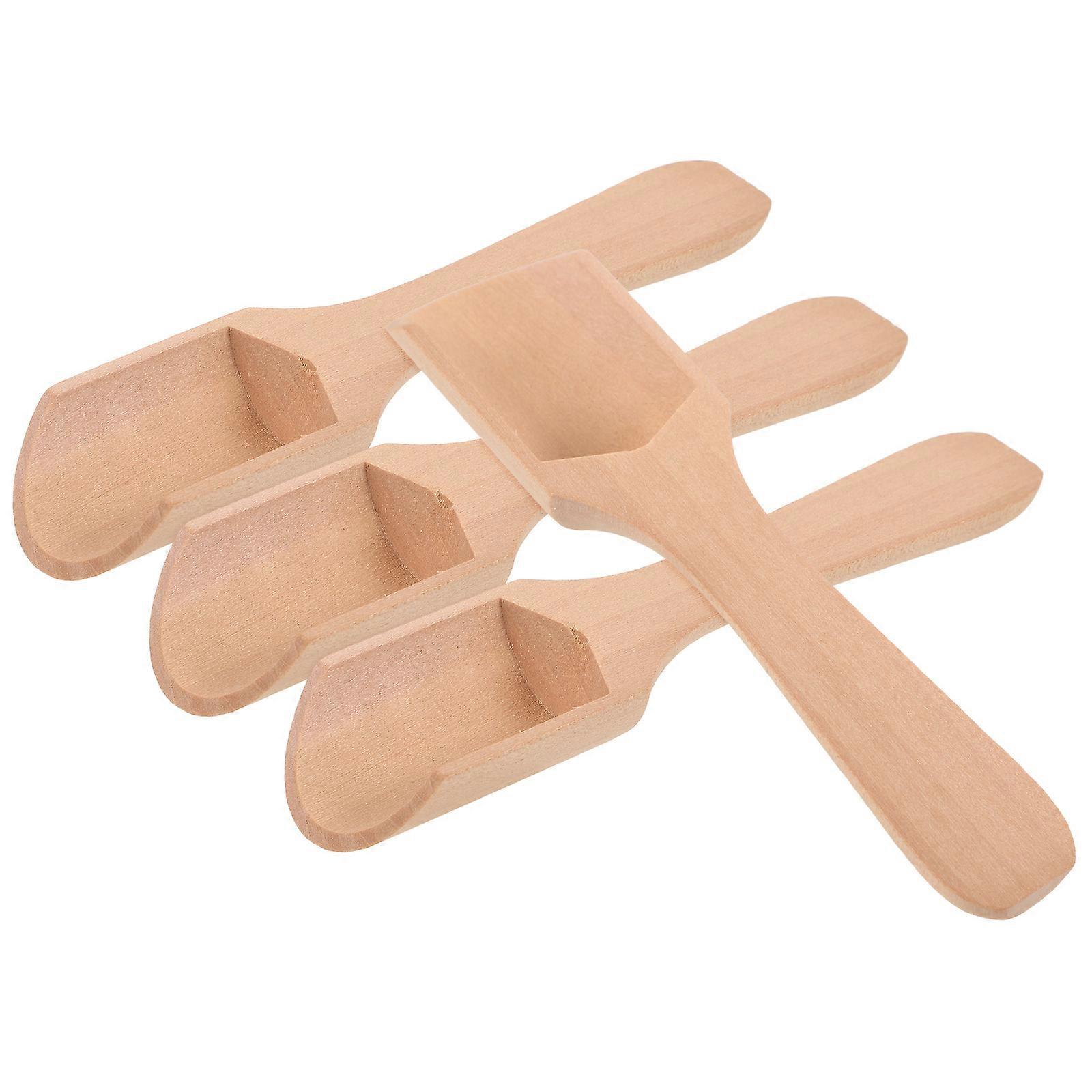 Small Wooden Spoon Multi-Function Salt Spoon for Coffee Tea 4Pcs Set