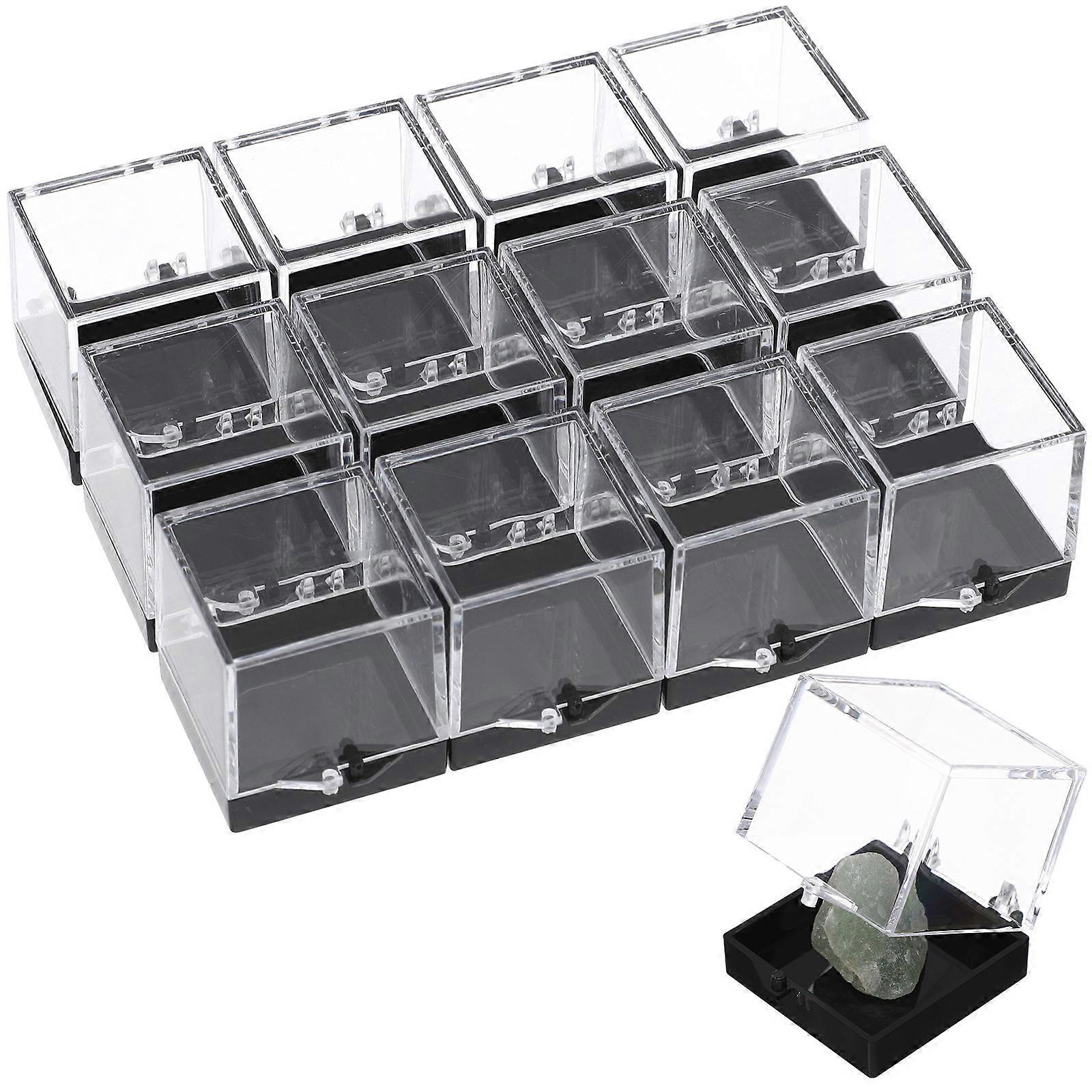 Mineral Specimen Box Single Plastic Storage Cases for 12Pcs Samples