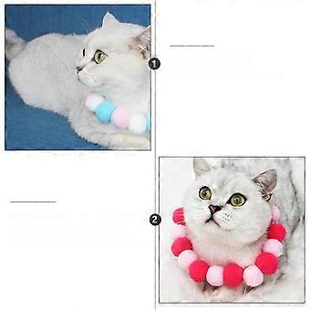 Puppy Collar Cat Plush Ball Collar for Cosplay 2Pcs Pet Dog Necklace