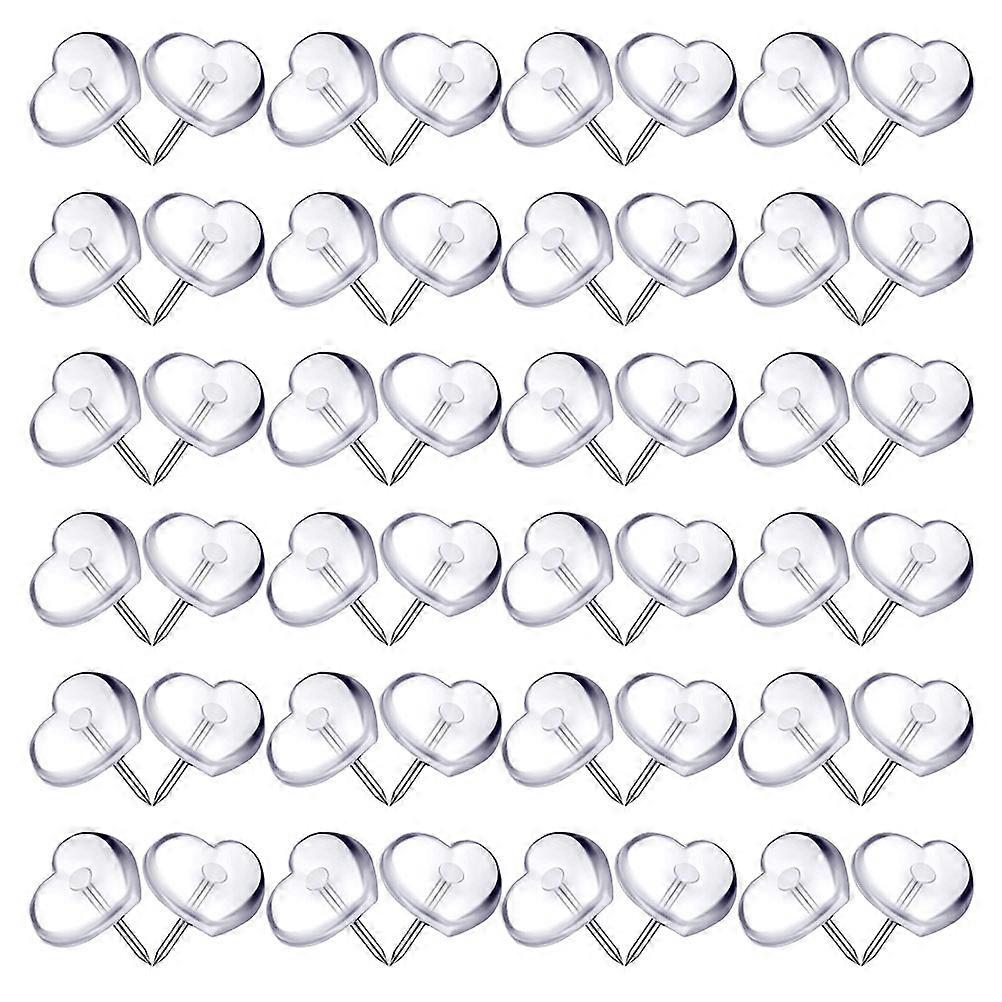 Transparent Heart Shape Push Pin for Office Use 200Pcs Multi-Function Thumbtacks
