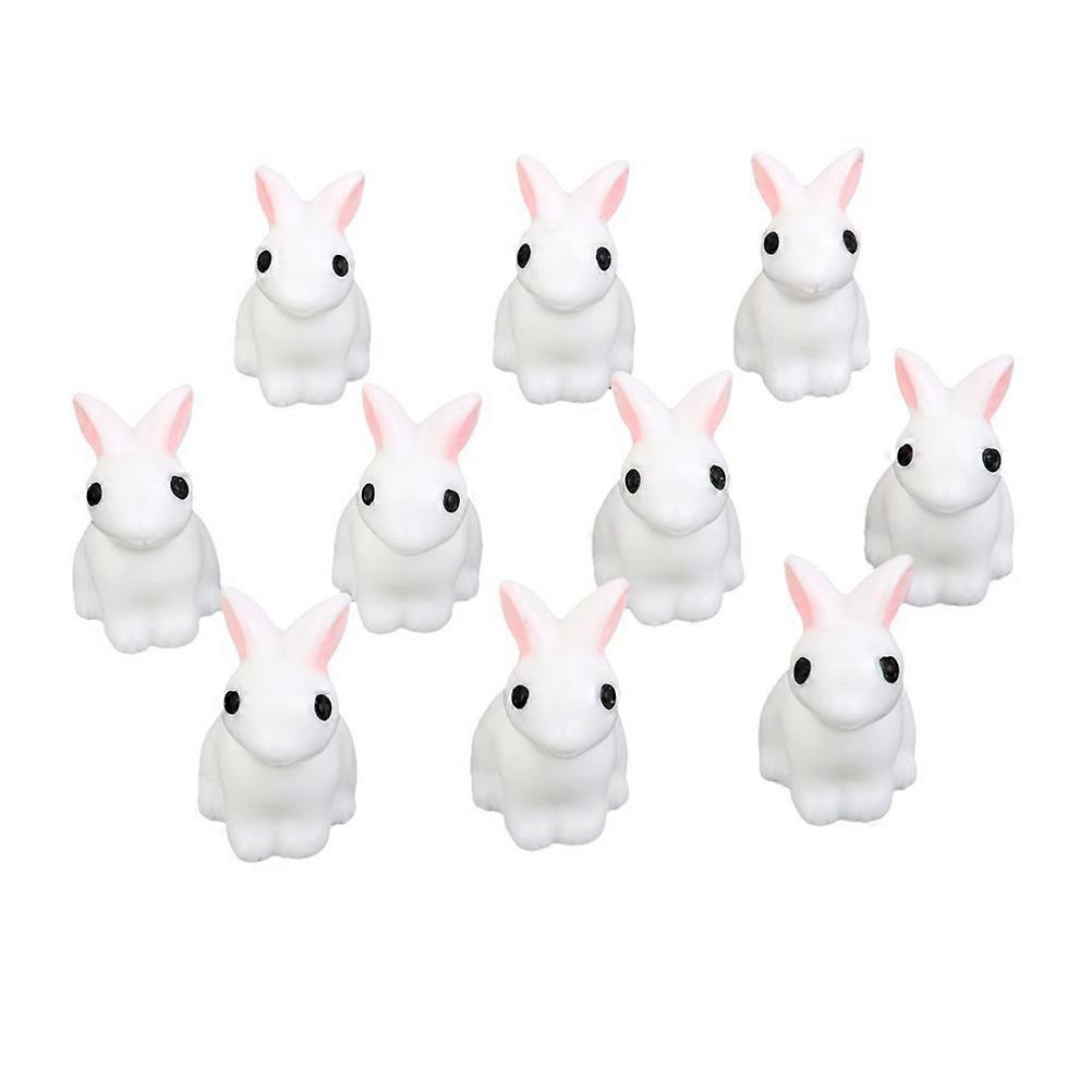 Miniature Rabbit Craft Decor for Micro Landscape with 10Pcs Set
