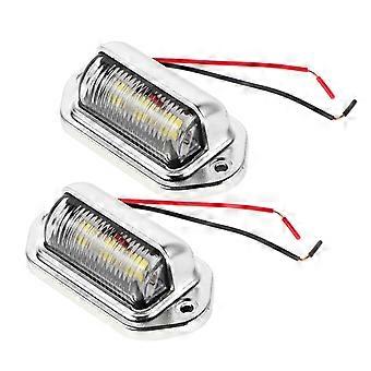 Lot de 2 feux de plaque d'immatriculation LED 12-24 V CC pour véhicules, voitures, remorques, camions, SUV, fourgonnettes, couleur argent.