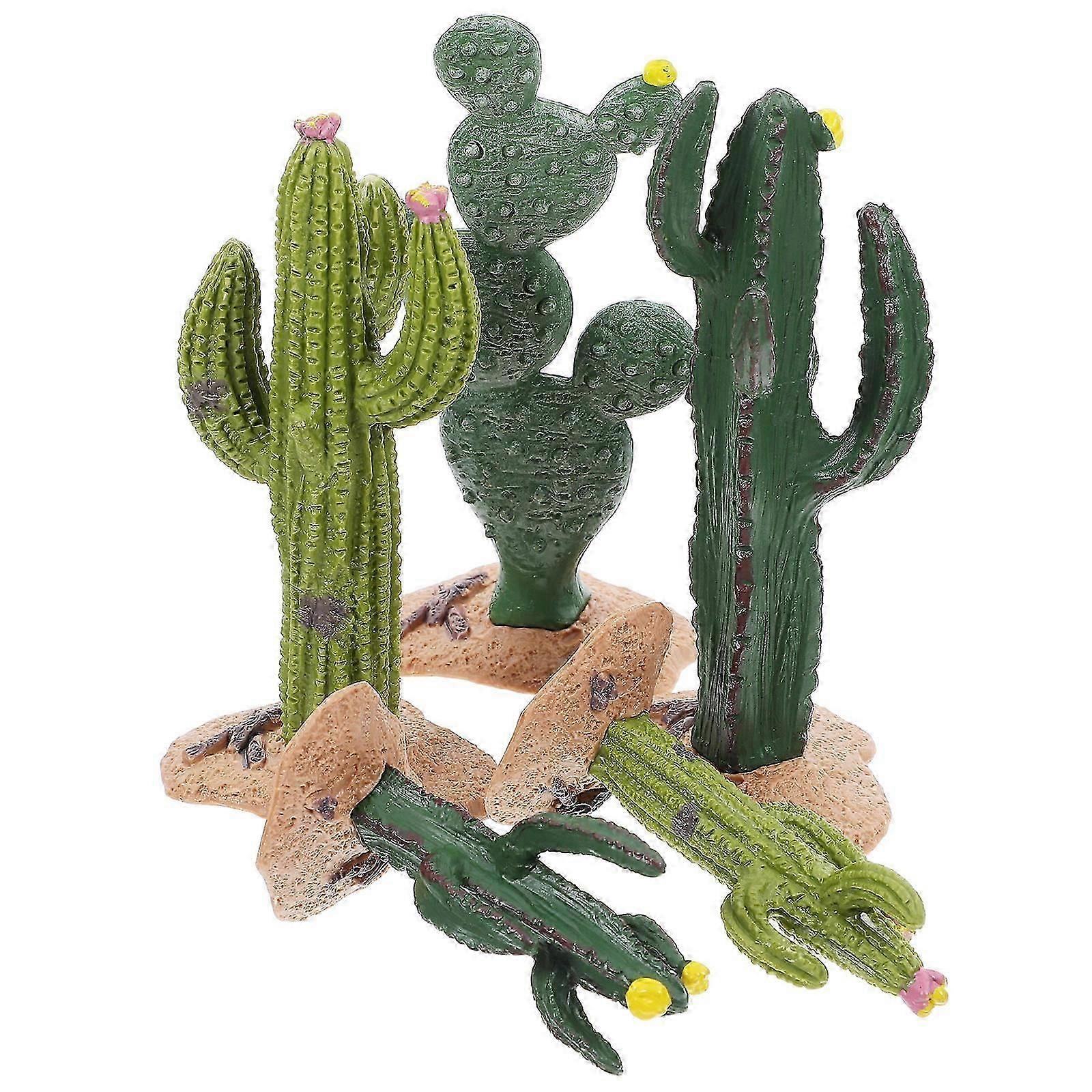 Plastic Mini Cactus Model for Decor Use 5Pcs Artificial Cactus Set