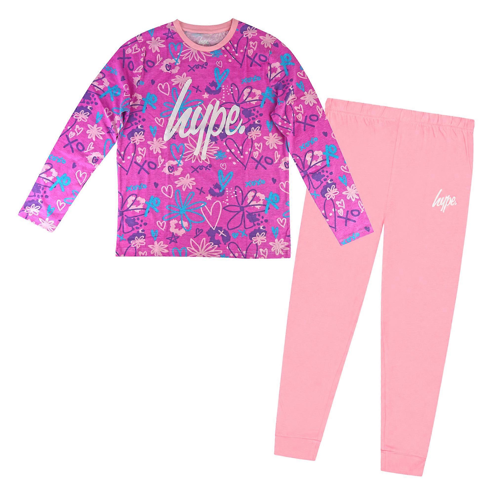 Hype - Girls Cotton Scribble Pink Pyjama Set