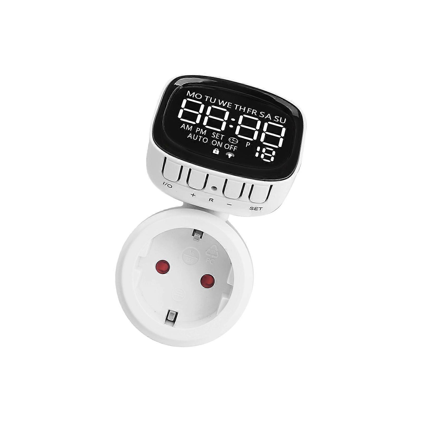 ABS Component Timer Socket European Standard Featuring Rotatable LED Screen Timer Control Socket for Small Timing in Home Multicolor