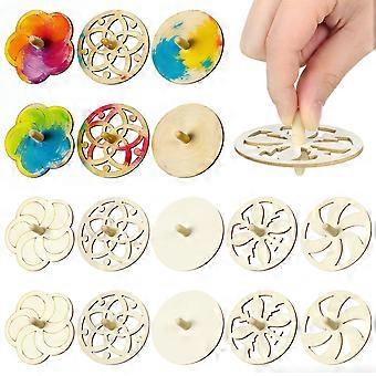 20pcs tampos inacabados colorindo madeira giroscópios em branco para crianças crianças