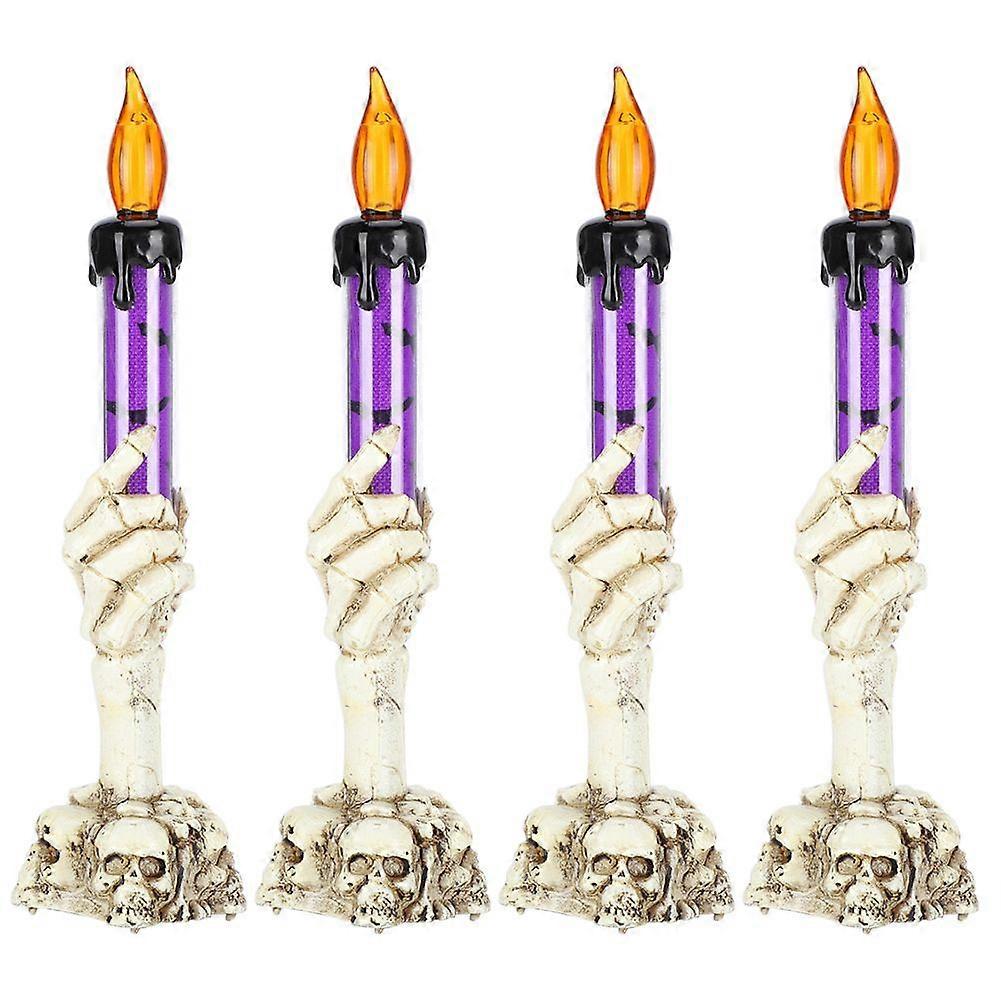 4Pcs Halloween Candlestick Candle Light Simulation Flame Evil Hand Bar Layout Decoration