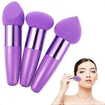 3 Piezas Esponjas de Maquillaje Base Blender Esponjas con Mango Belleza Cosméticos Puffs Brochas de Esponja de Maquillaje