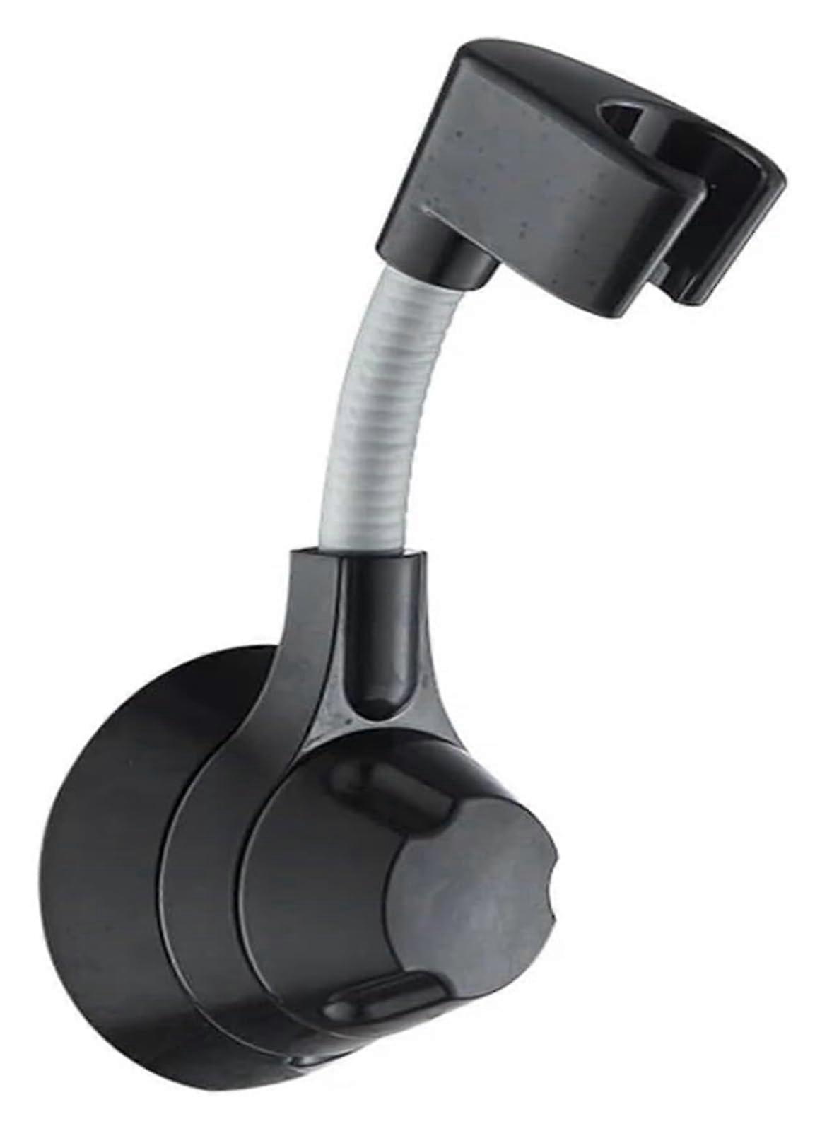 Adjustable Suction Cup Shower Head Holder Wall Mounted Bracket with Multi Angle Rotation Black