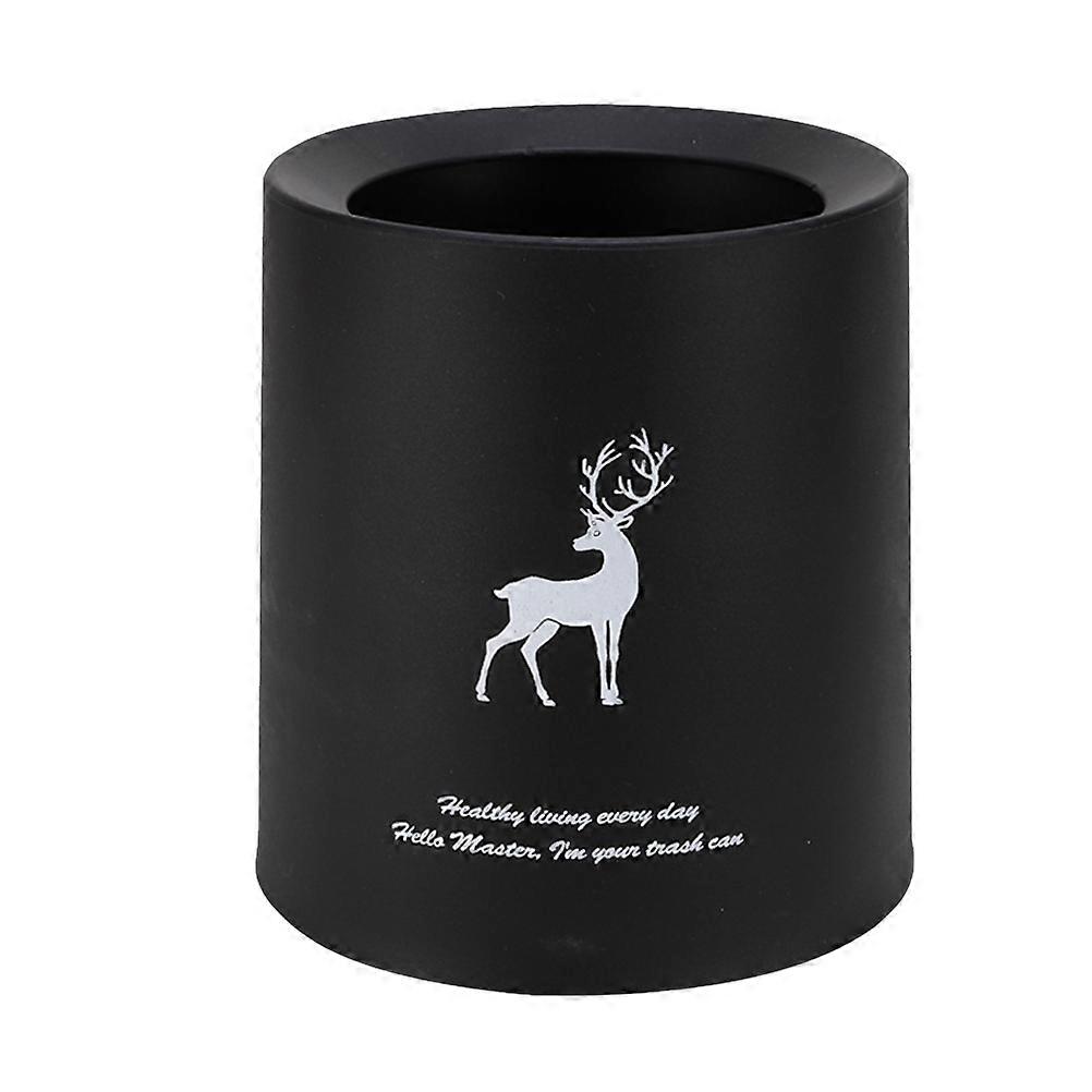 Black Small Deer Pattern Trash Can for Desktop Use Storage Container