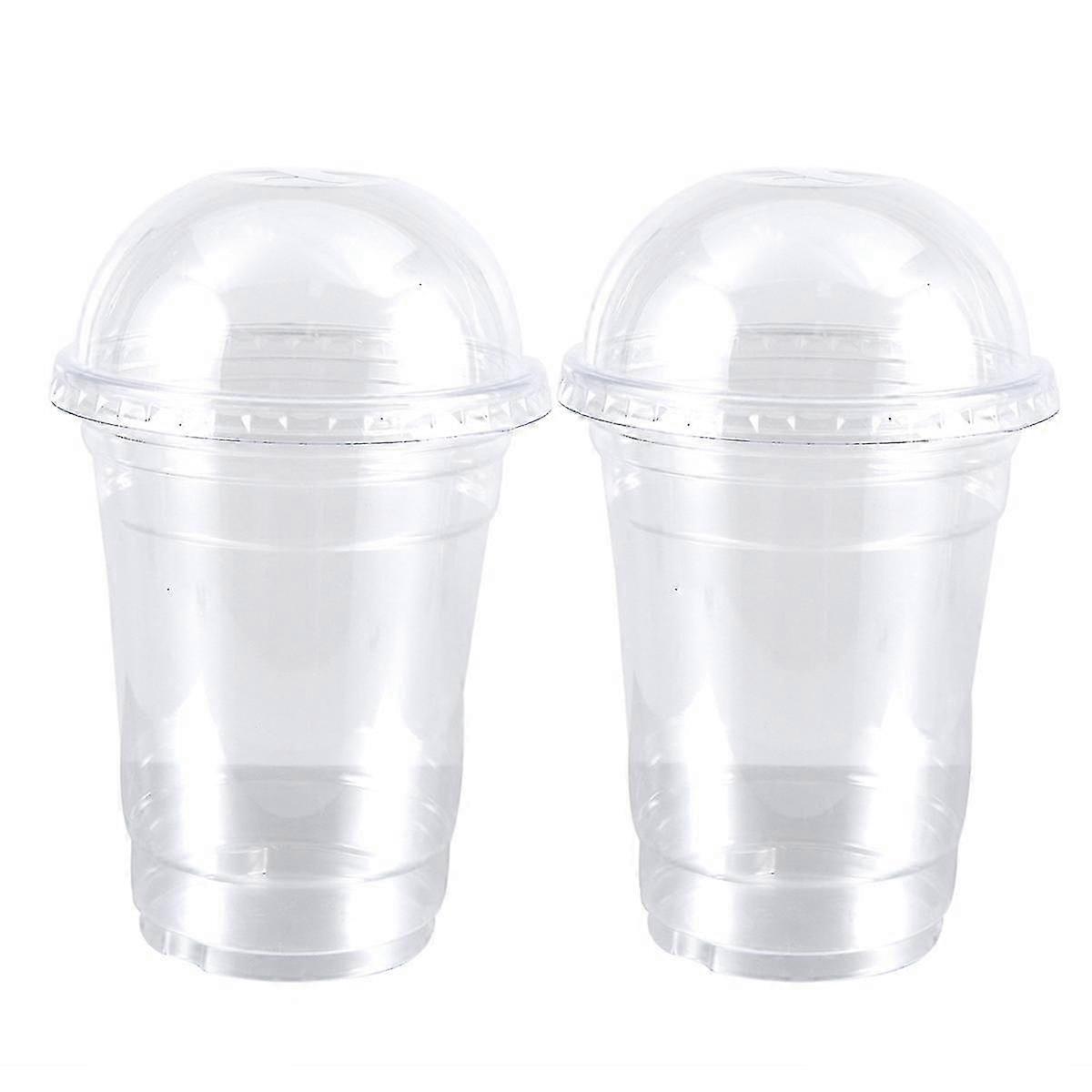 20 gobelets en plastique transparent jetables, pour jus et boissons froides, avec couvercle en dôme, idéaux pour les plats à emporter.