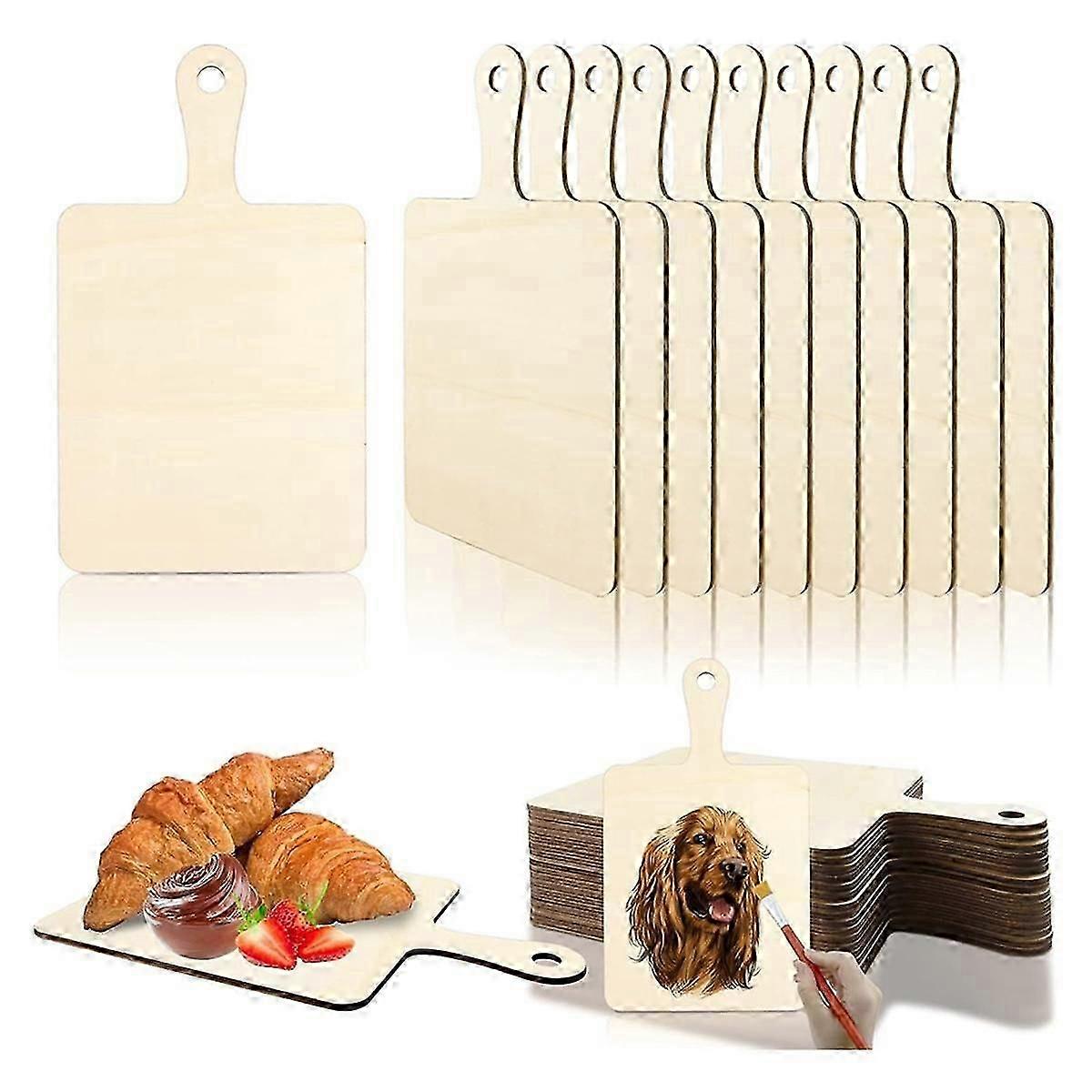Tábua de Corte de Madeira Não Acabada com Cabo, para Artesanato Diy Natal Cozinha Cozinha Decoração (9.4 polegadas x 5.5 polegadas)