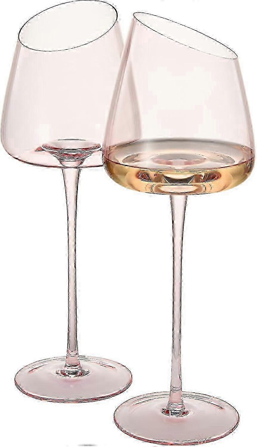 18oz Slanted Stem Blush Wine Glasses