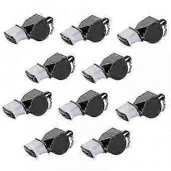 Plastic Sports Whistles, 10 Pcs with Silicone Blocks and Ropes, Loud Clear Sound for Soccer Basketball Referee Coaching Camping, Compact Whistles
