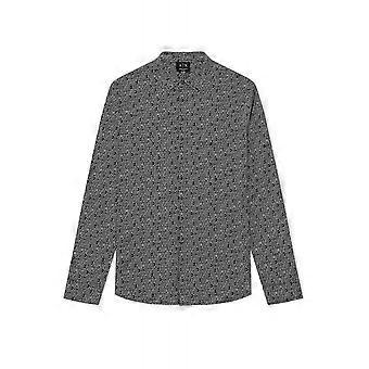 Men's Armani Exchange | Ax Xm000625 Af13184 All-over Repeat Logo Print Long Sleeve Shirt - Black