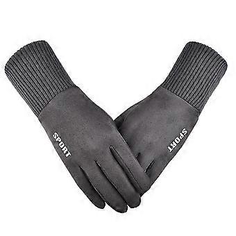 Anti Wind Cycling Gloves for Outdoor Use Thicken Warm Grey Gloves