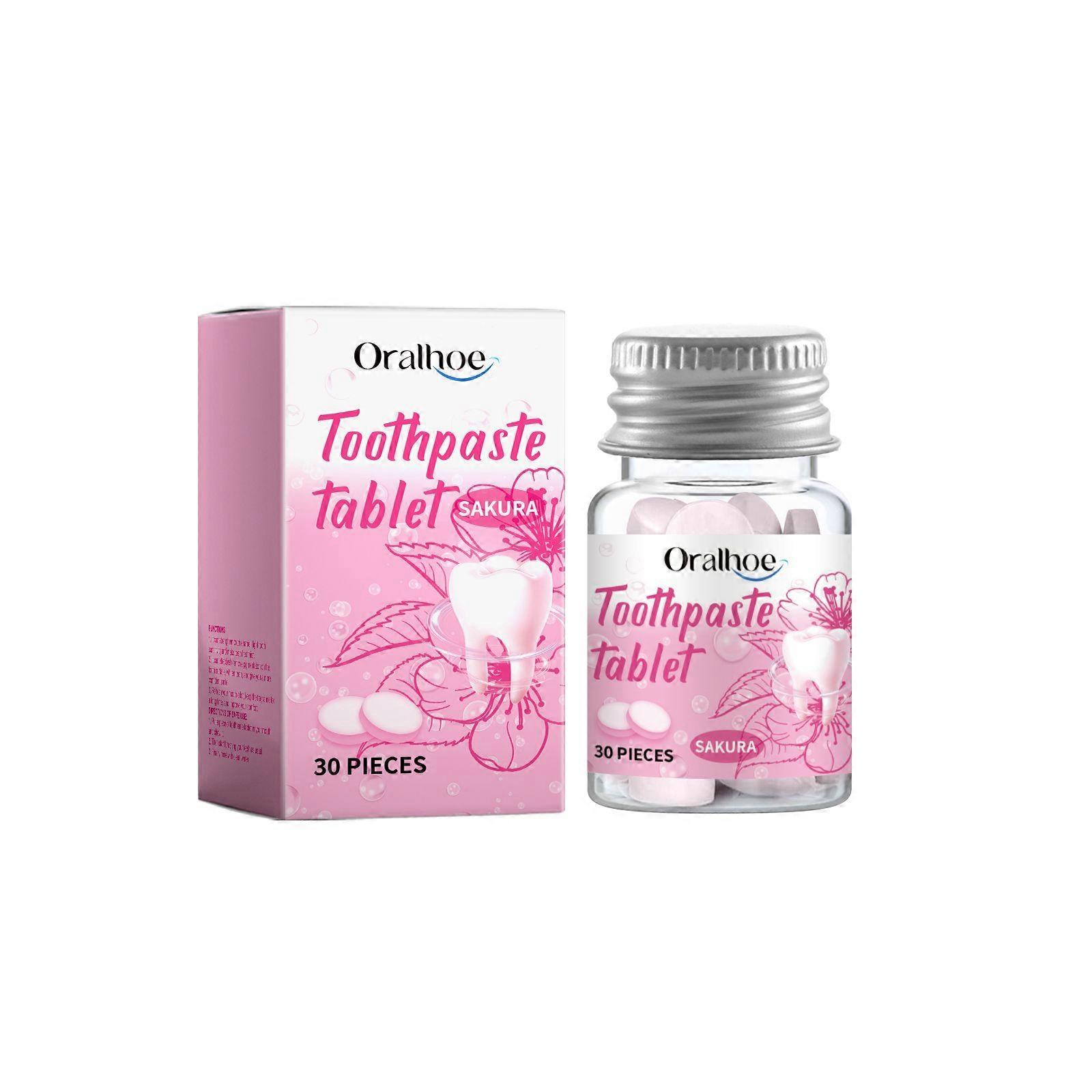 Solid Toothpaste Tablets Contain Cherry Blossom Extract, Chamomile Extract And Xylitol