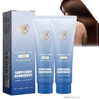 Keratin Hair Straightening Cream with Protein  Complex for Frizzy and Dry Hair, 2pcs