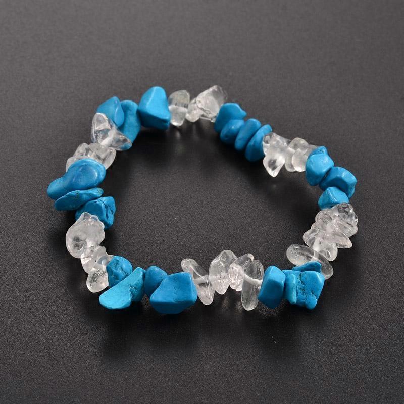 30pcs Chips Beaded Stretch Bracelets Turquoise 50mm