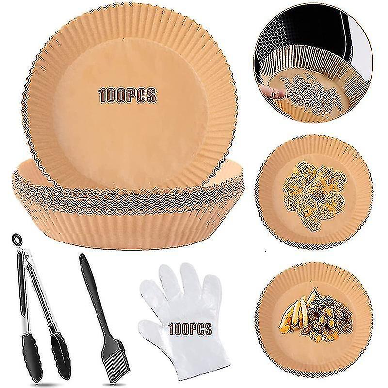 202-piece Set Of Special Paper For Air Fryer Round Silicone Oil Paper Plate Barbecue Paper Tray Food Pad Paper Oil-absorbing Paper Large
