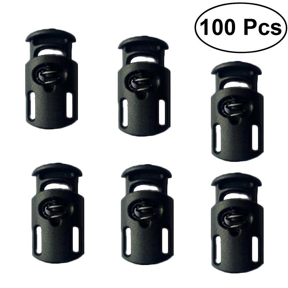 100 stuks plastic single hole spring stop kleding tent trekkoord toggle string koord sloten einde