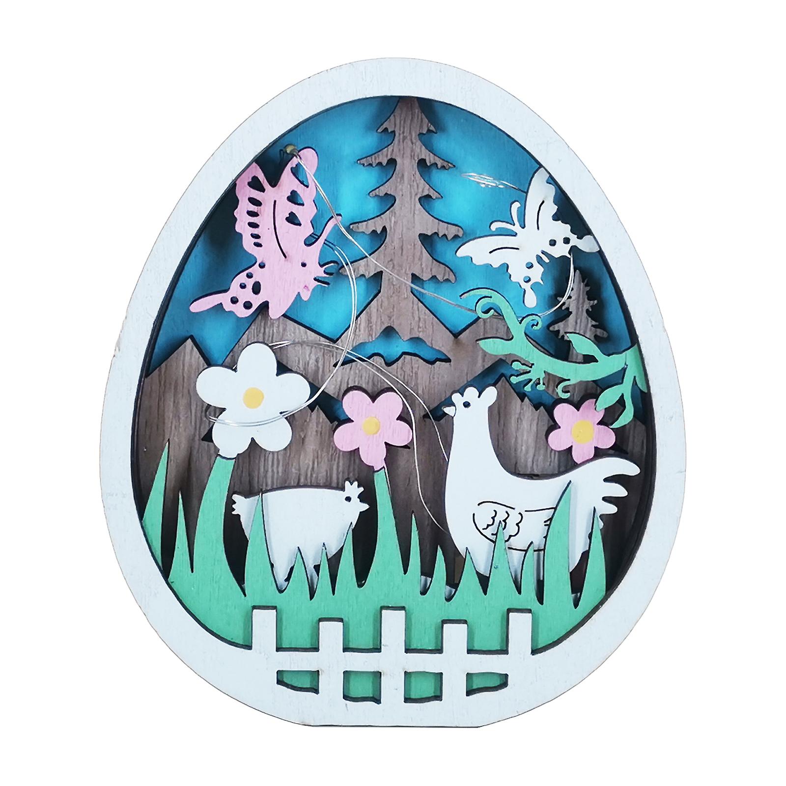 Led Easter Wooden Desk Ornaments Easter Egg Themed Decoration