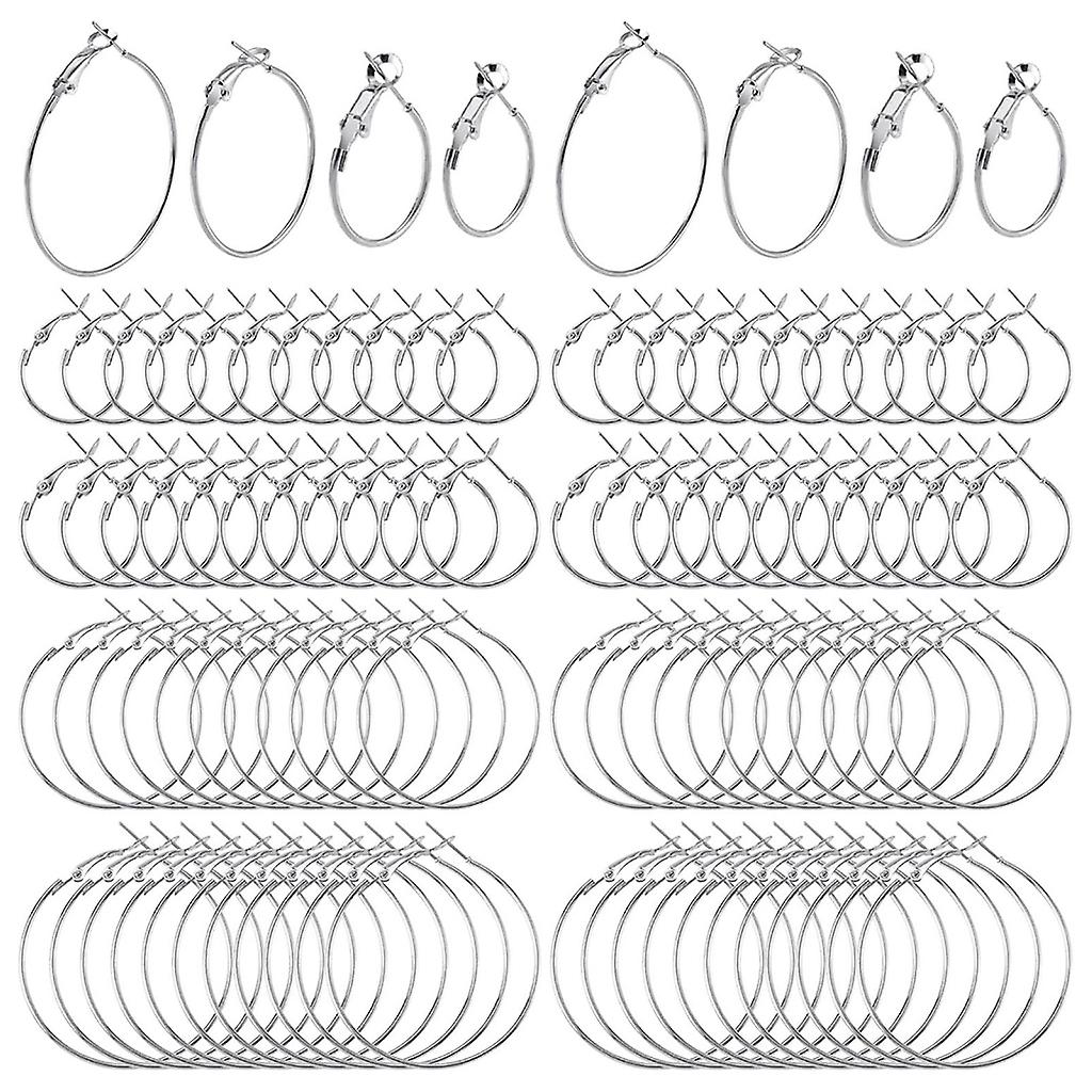 96 Pcs Alloy Round Earring Hoops Round Open Beading Hoops Earring Findings