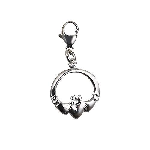 Silver 14x14mm Claddagh Charm on a lobster trigger