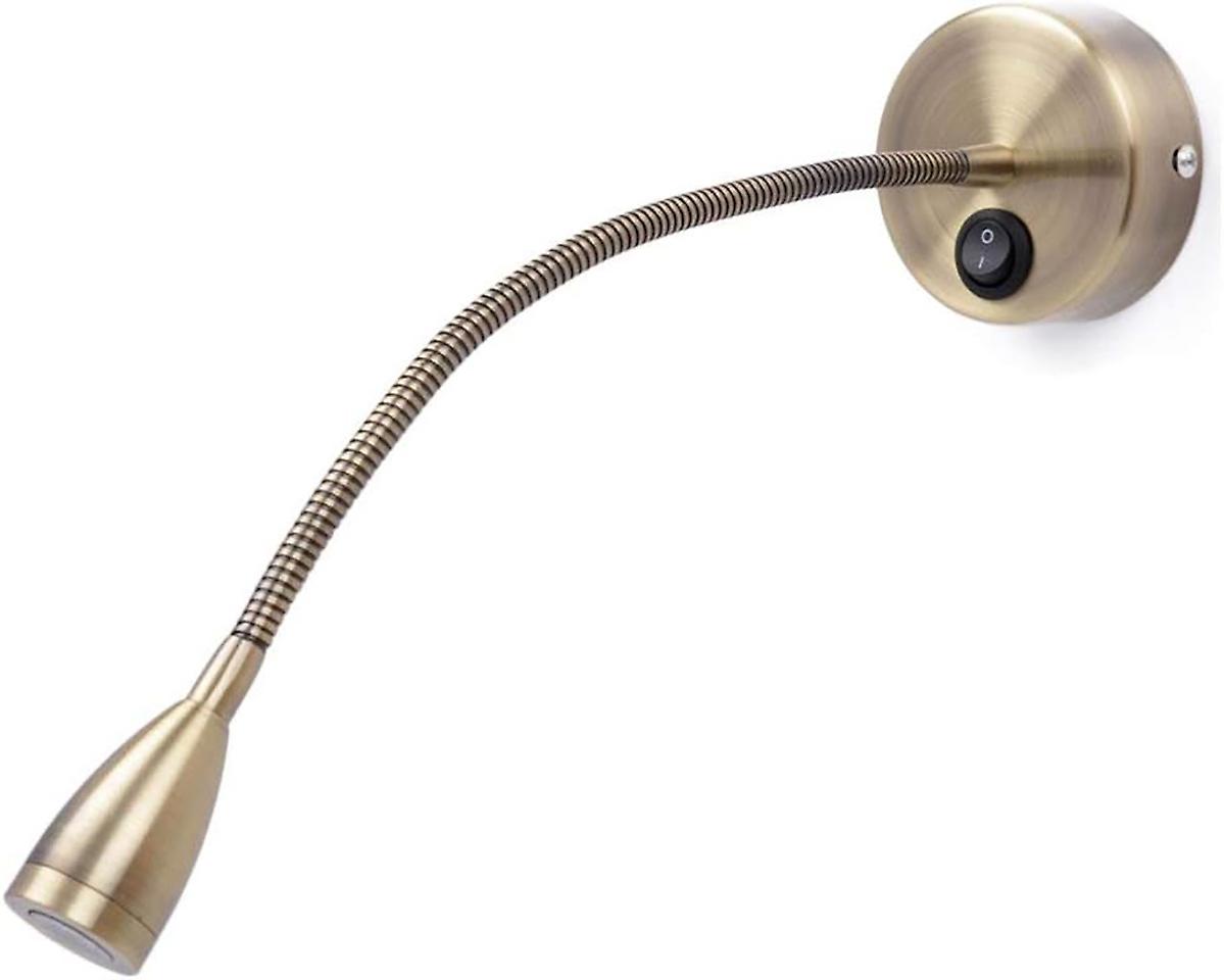 Flexible bedside lamp with switch, 1 LED 3 W, bronze
